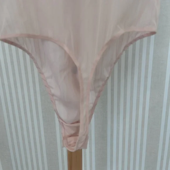Victoria’s Secret Teddy Bodysuit Pink w/ Gold Metallic Stripe Size Large NWT - Picture 8 of 10